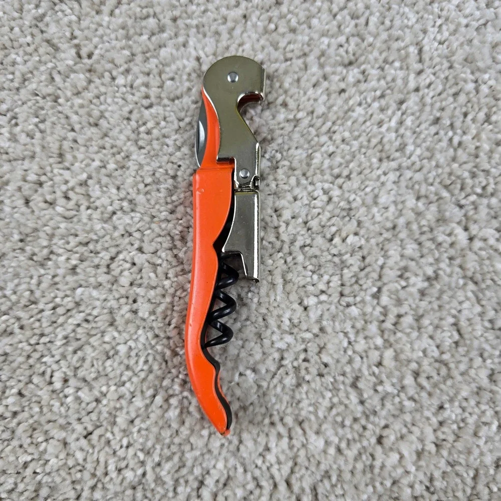 Pulltap's Zinnia Wine Opener Orange‎ Double-Hinged Waiter's Corkscrew Multi-Tool